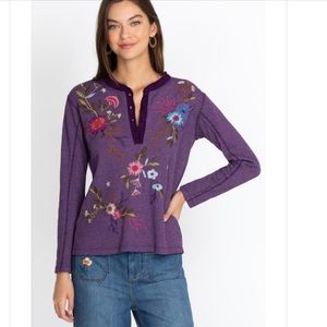 Johnny Was Ulla Raw Seam Henley Thermal Tee NWT